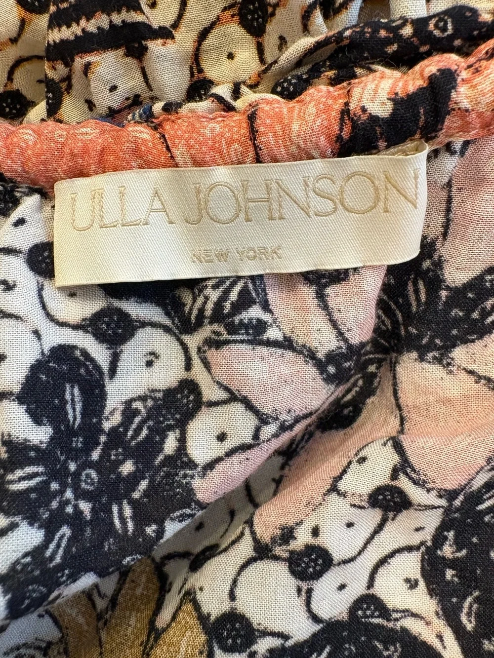 Ulla Johnson Trula Mini Dress Coverup Cotton Blend Print Rope Tie Straps Size L